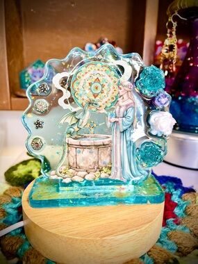 Aqua Fantasy Princess and Dragon Art Decor